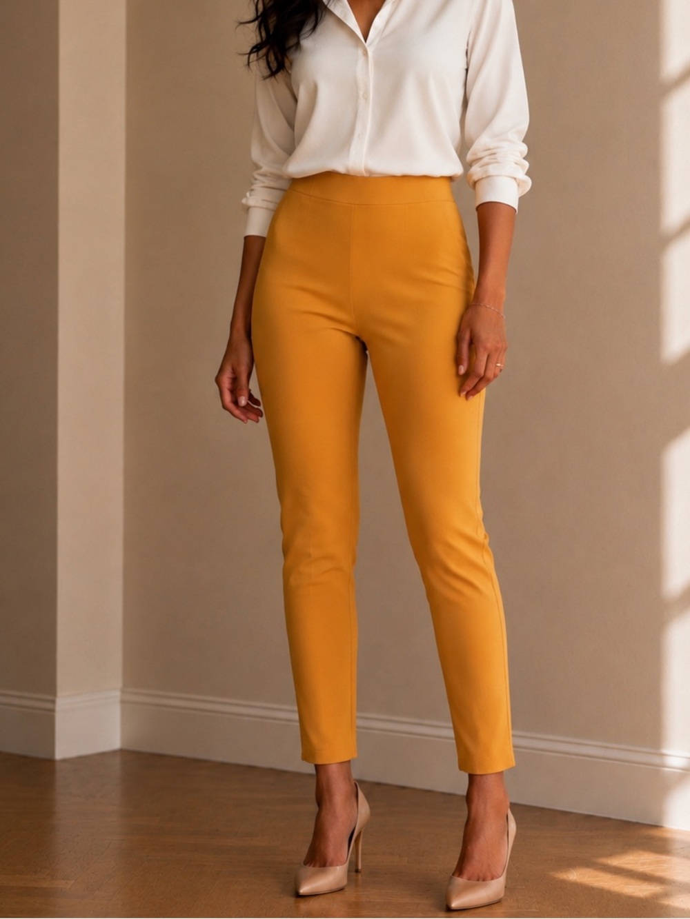 Theory Mustard Yellow Trousers